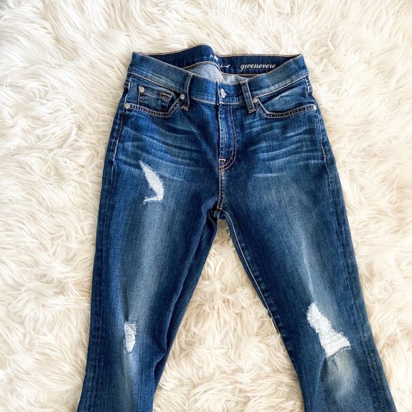 7 for all mankind gwenevere mid rise distressed skinny jeans dark phoenix 26 - Picture 6 of 8